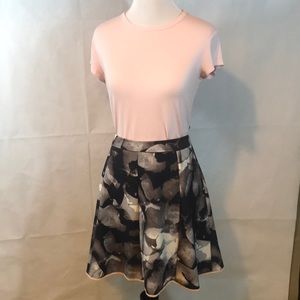 Mossimo Floral Skirt Greyscale/Baby Pink
